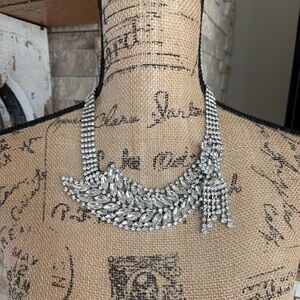 Banana Republic rhinestone statement necklace bib necklace vintage inspired